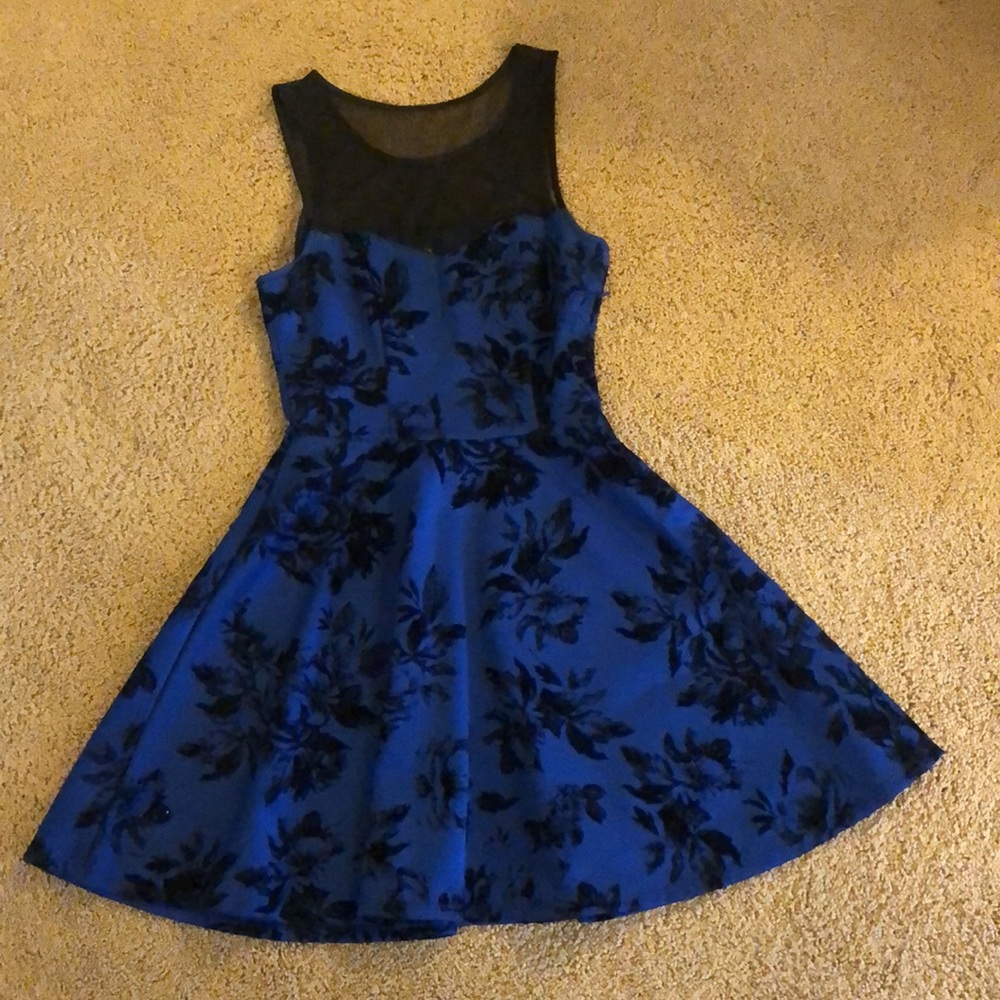 Blue and black formal dress